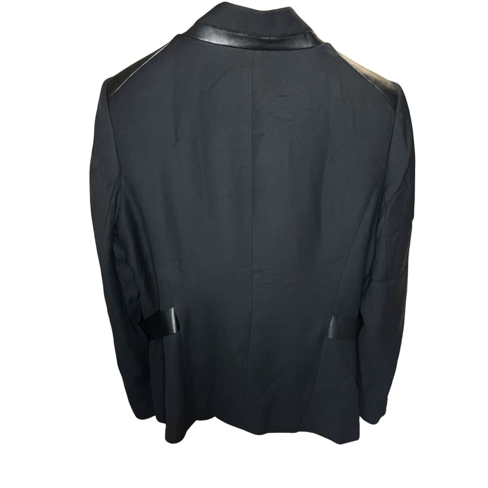 Lafayette 148 New York Black Jacket with Leather Trim – Size 16 - Picture 3 of 9